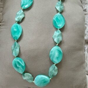 Green Marbled Summer Statement Bead Necklace